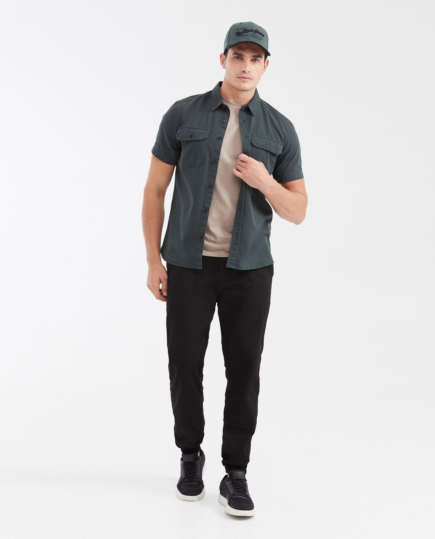 Slim Fit Short Sleeve Cargo Pocket Shirt for Men - Green 612G021 - 2