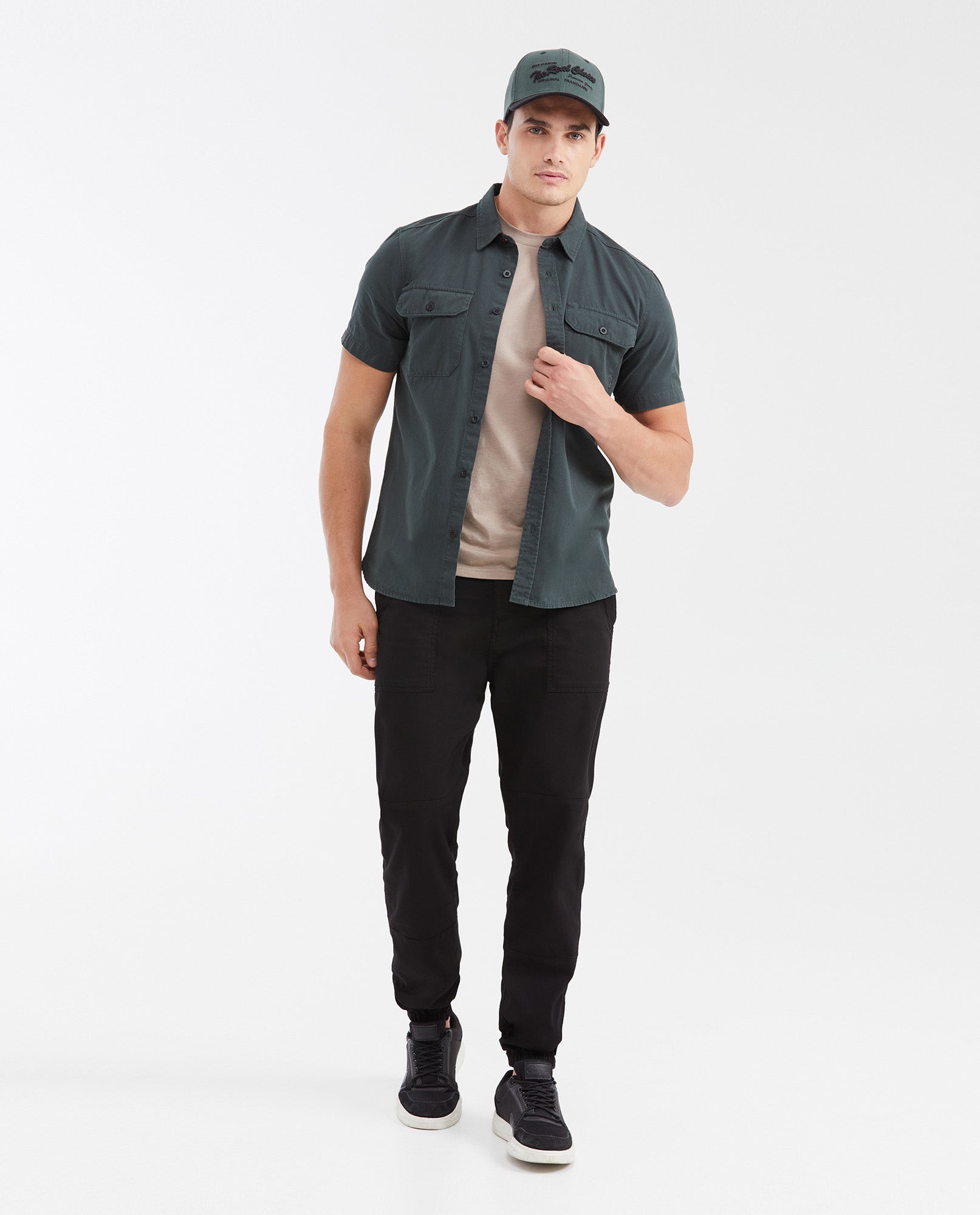 Slim Fit Short Sleeve Cargo Pocket Shirt for Men - Green 612G021 - 2