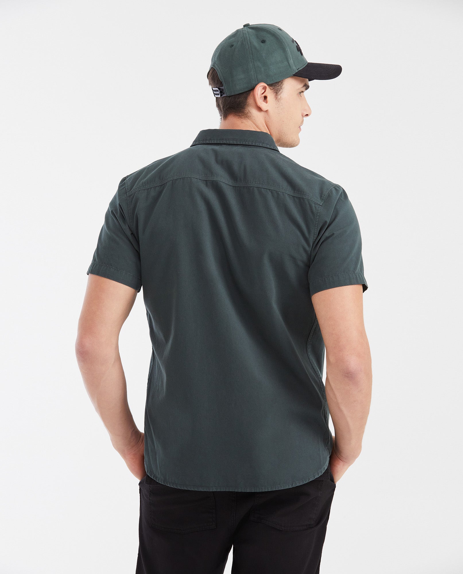 Slim Fit Short Sleeve Cargo Pocket Shirt for Men - Green 612G021 - 4