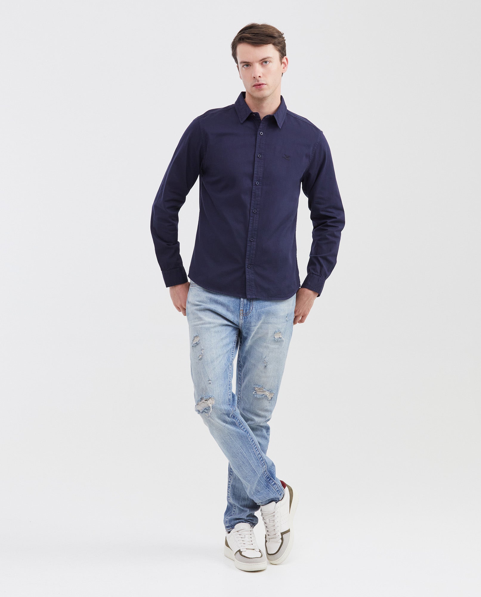 Men's Slim Fit Cotton Twill Long-Sleeve Dress Shirt 612G022 - 2