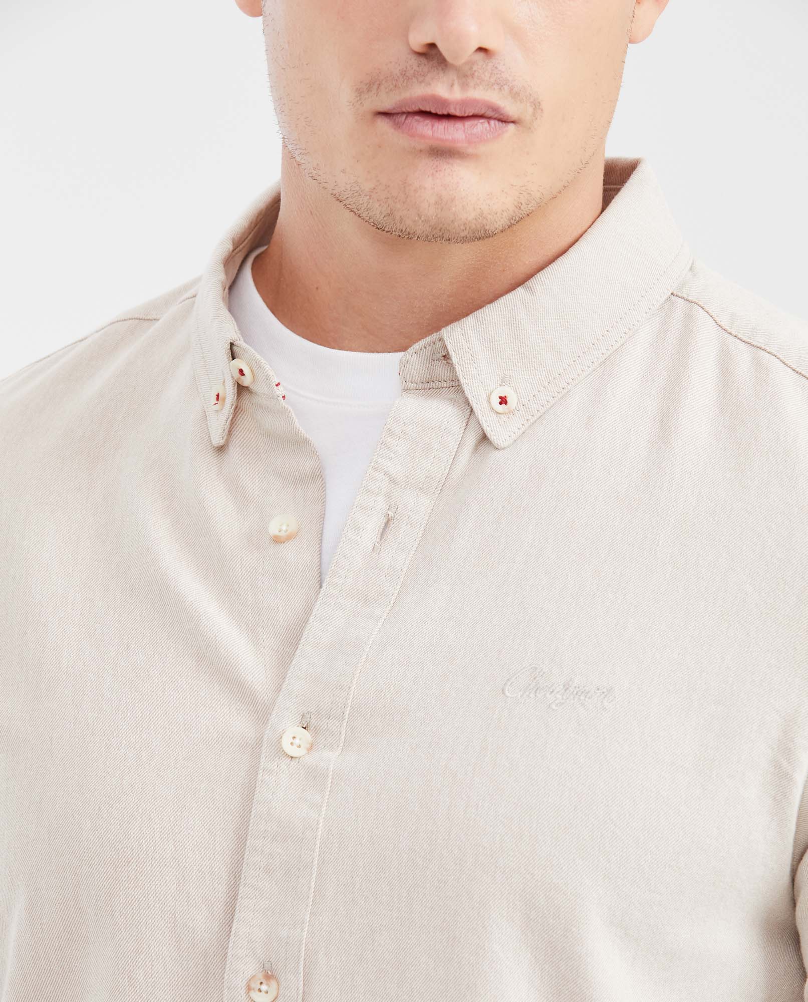 Men's Slim Fit Cotton Diagonal-Weave Button-Down Dress Shirt - 4
