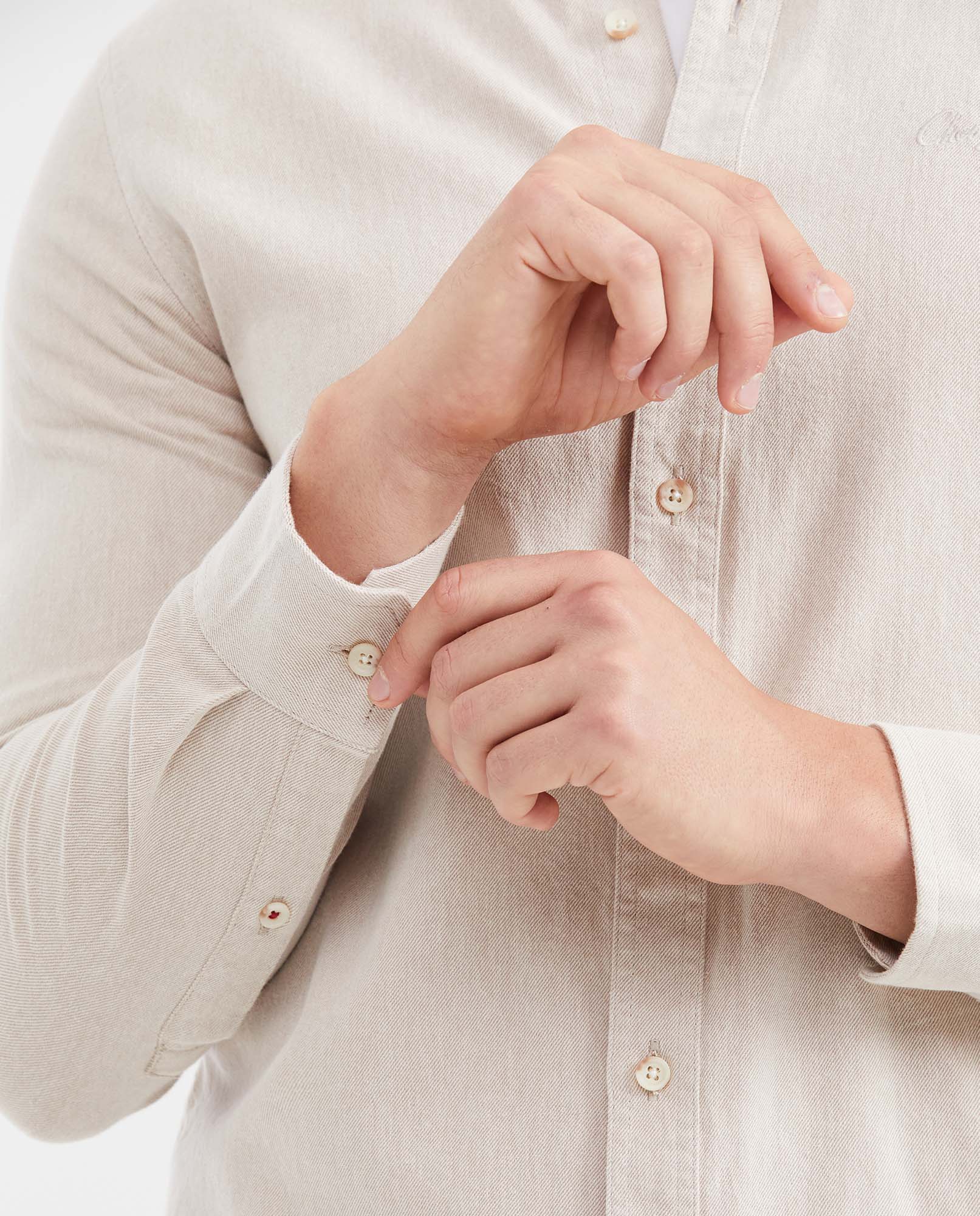 Men's Slim Fit Cotton Diagonal-Weave Button-Down Dress Shirt - 5