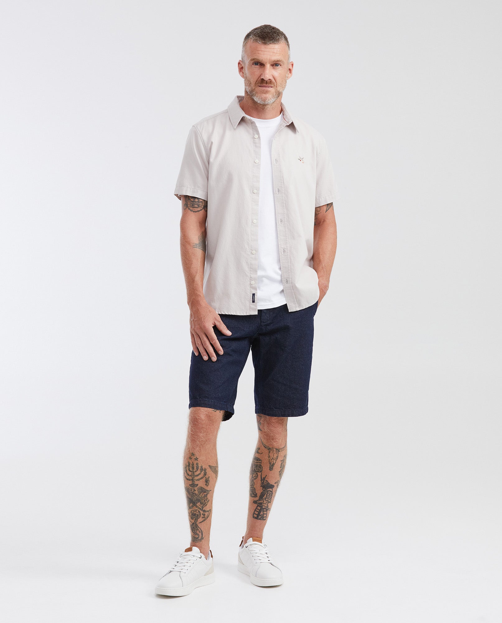 Camisa Slim Fit Manga Corta en Oxford 100% Algodón para Hombre - Raw 63_612G026_CRU154502_3