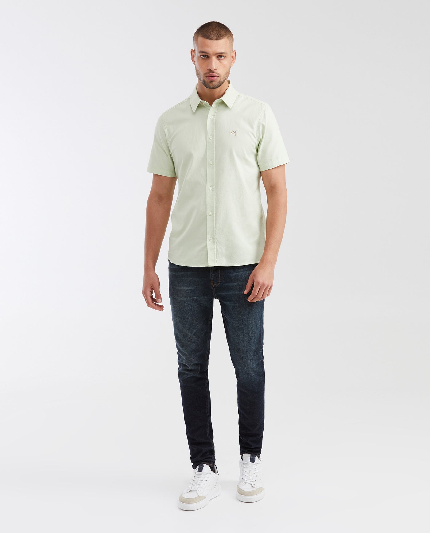 Camisa Slim Fit Manga Corta en Oxford 100% Algodón para Hombre - Green 63_612G026_VER140114_3