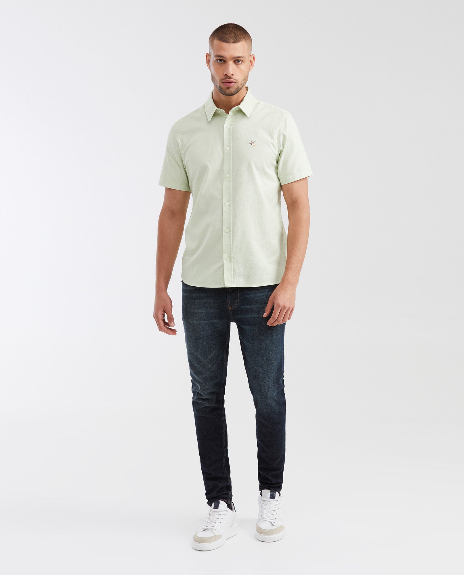 Camisa Slim Fit Manga Corta en Oxford 100% Algodón para Hombre - Green 63_612G026_VER140114_3