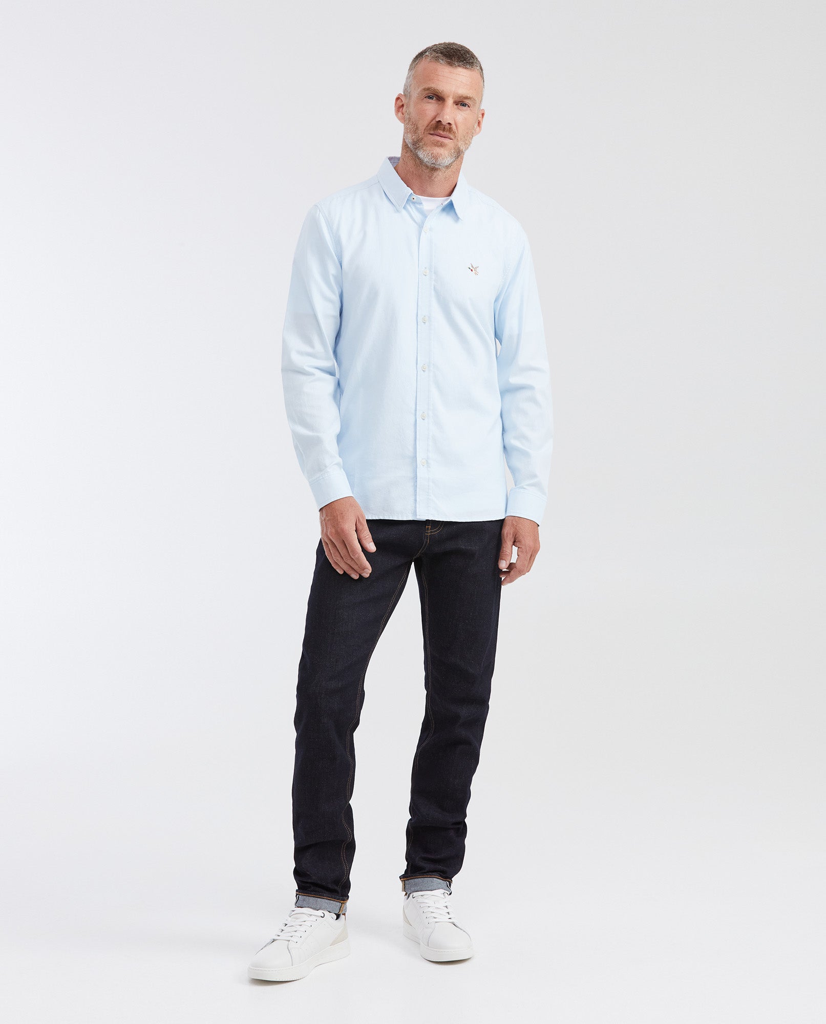 Slim Fit Long Sleeve Shirt in 100% Cotton Oxford with Smart Influence for Men - Blue 612G027 - 2