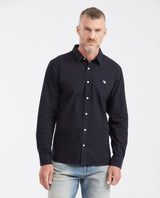 Slim Fit Long Sleeve Shirt in 100% Cotton Oxford with Smart Influence for Men - Black 612G027 - 1