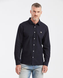 Slim Fit Long Sleeve Shirt in 100% Cotton Oxford with Smart Influence for Men - Black 612G027 - 1