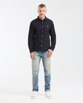 Slim Fit Long Sleeve Shirt in 100% Cotton Oxford with Smart Influence for Men - Black 612G027 - 2