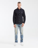 Slim Fit Long Sleeve Shirt in 100% Cotton Oxford with Smart Influence for Men - Black 612G027 - 2