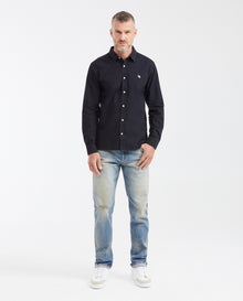 Slim Fit Long Sleeve Shirt in 100% Cotton Oxford with Smart Influence for Men - Black 612G027 - 2