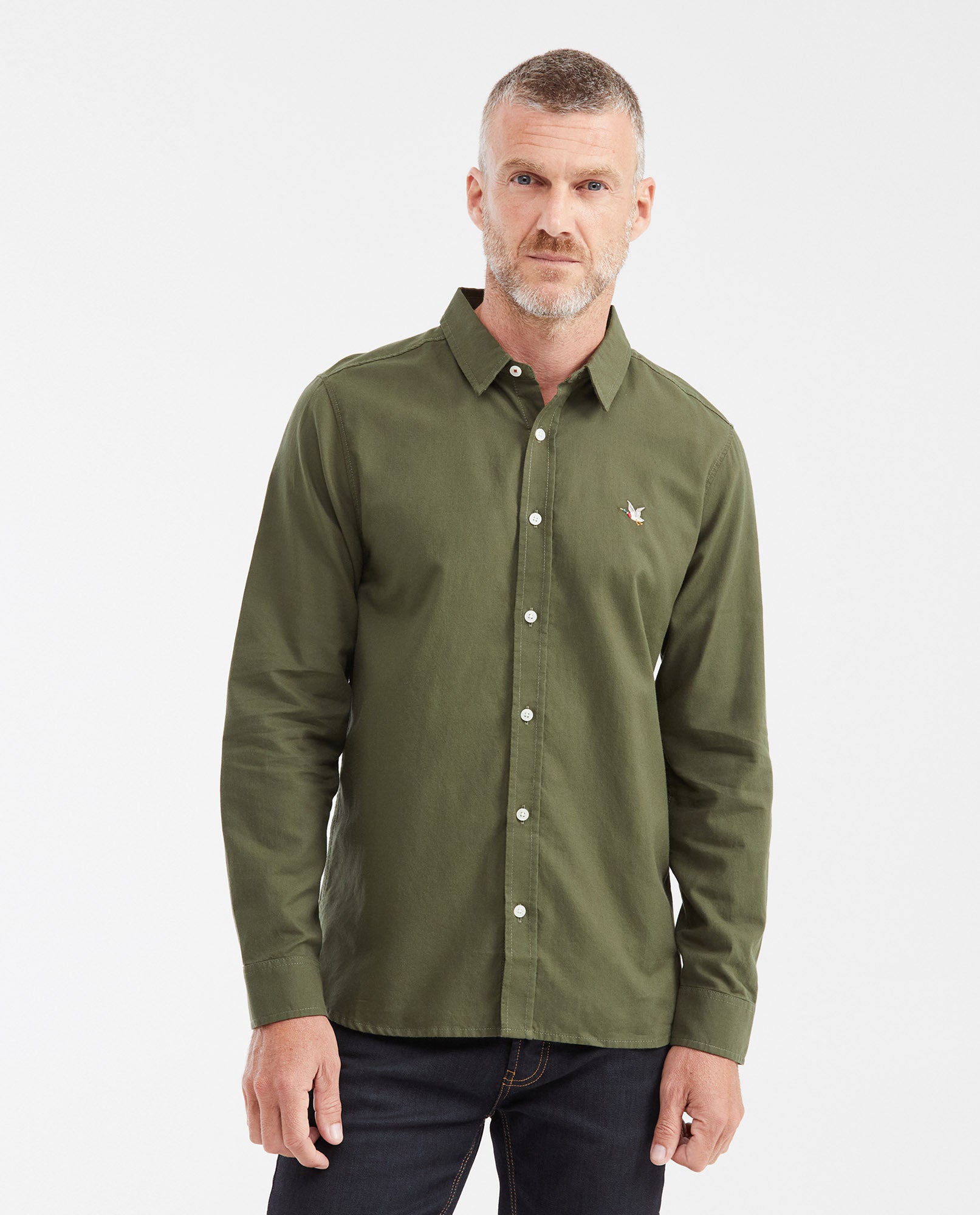 Slim Fit Long Sleeve Shirt in 100% Cotton Oxford with Smart Influence for Men - Green 612G027 - 1
