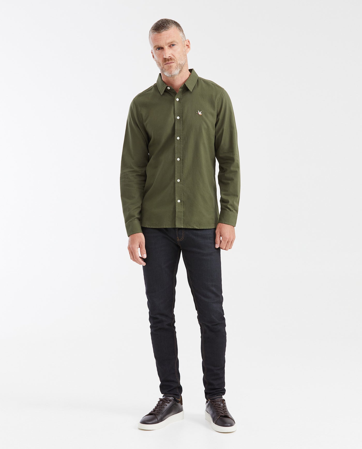 Slim Fit Long Sleeve Shirt in 100% Cotton Oxford with Smart Influence for Men - Green 612G027 - 2