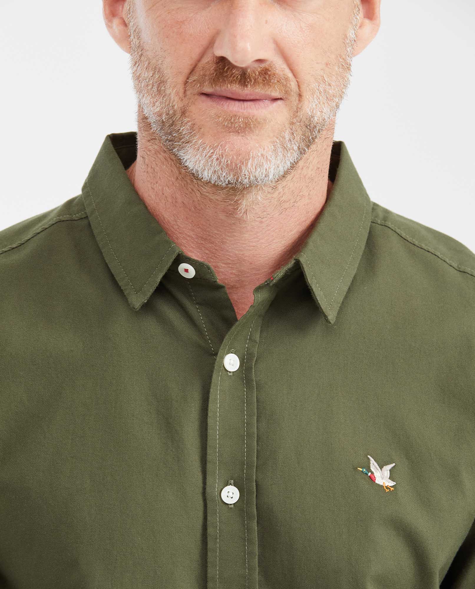 Slim Fit Long Sleeve Shirt in 100% Cotton Oxford with Smart Influence for Men - Green 612G027 - 4