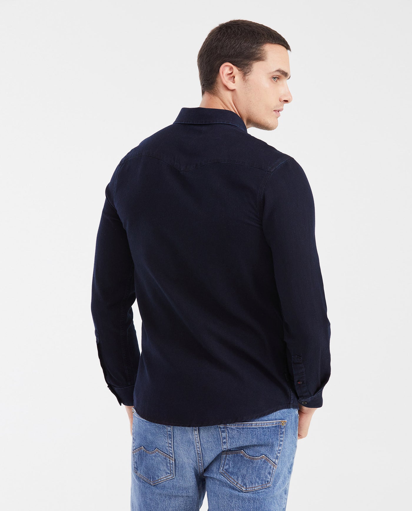 Men's Slim Fit Western-Detail Cotton Denim Long-Sleeve Shirt 612G045 - 6