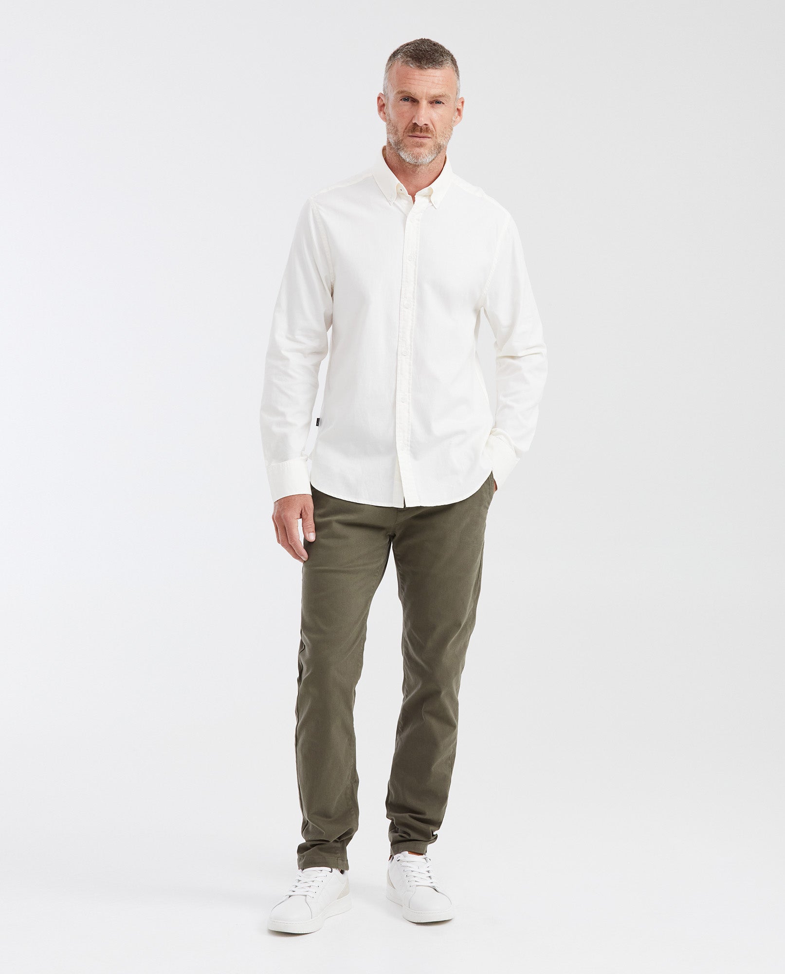 Slim Fit Long Sleeve 100% Cotton Shirt for Men - White 612G050 - 2