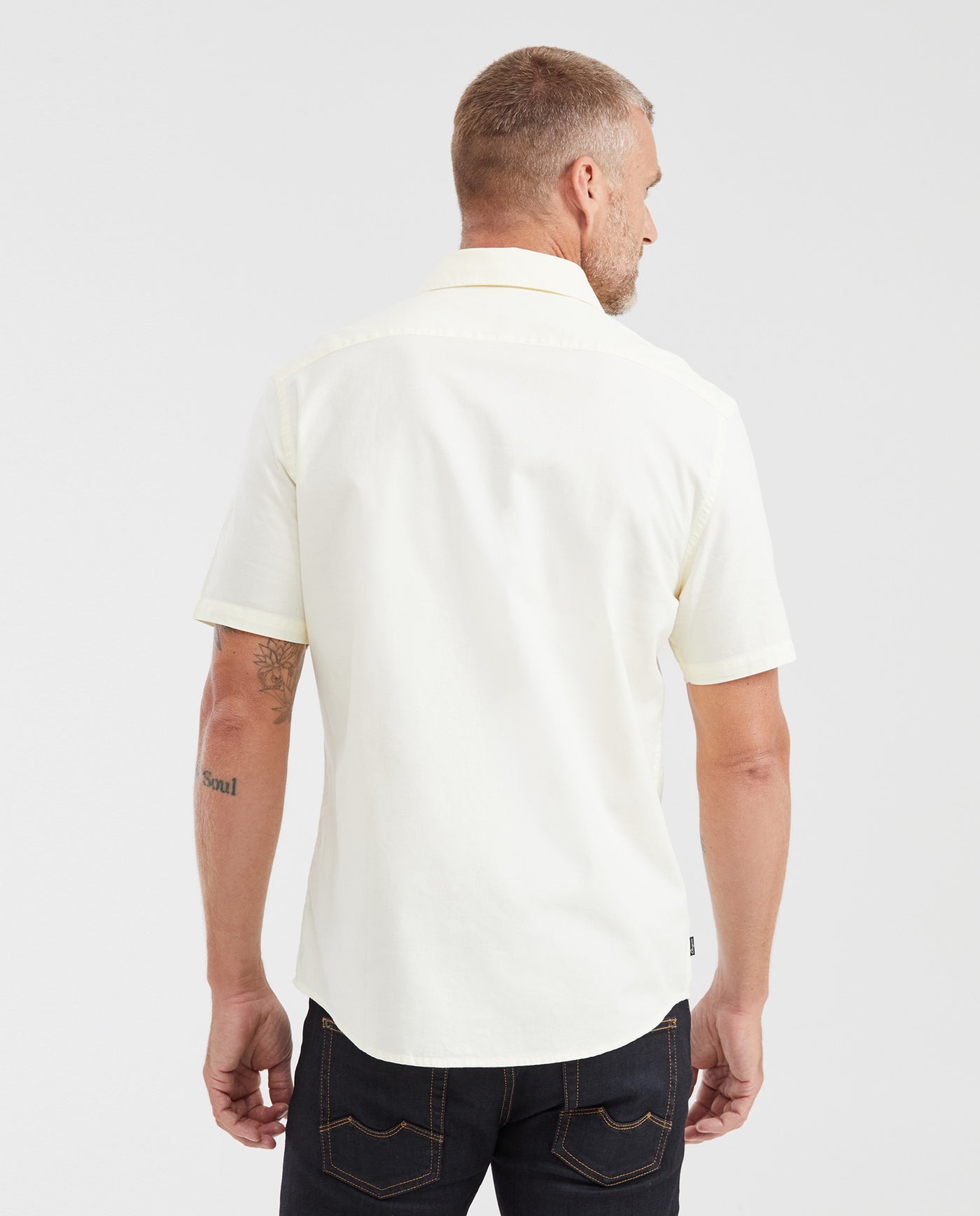 Slim Fit Short Sleeve 100% Cotton Shirt for Men - Yellow 612G051 - 5