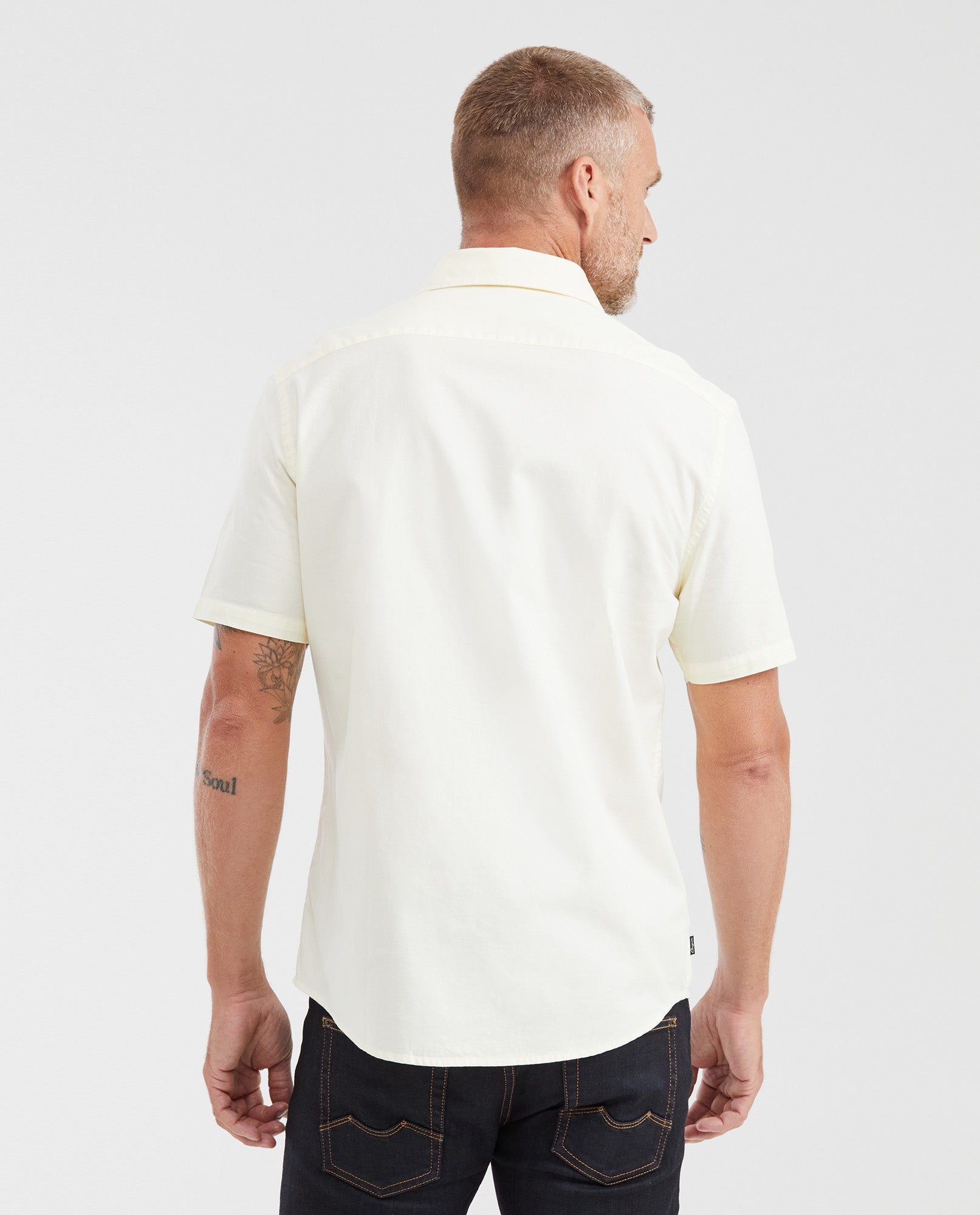 Slim Fit Short Sleeve 100% Cotton Shirt for Men - Yellow 612G051 - 5