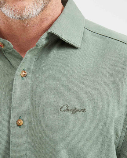 Classic fit short sleeve linen Shirt in green  Color