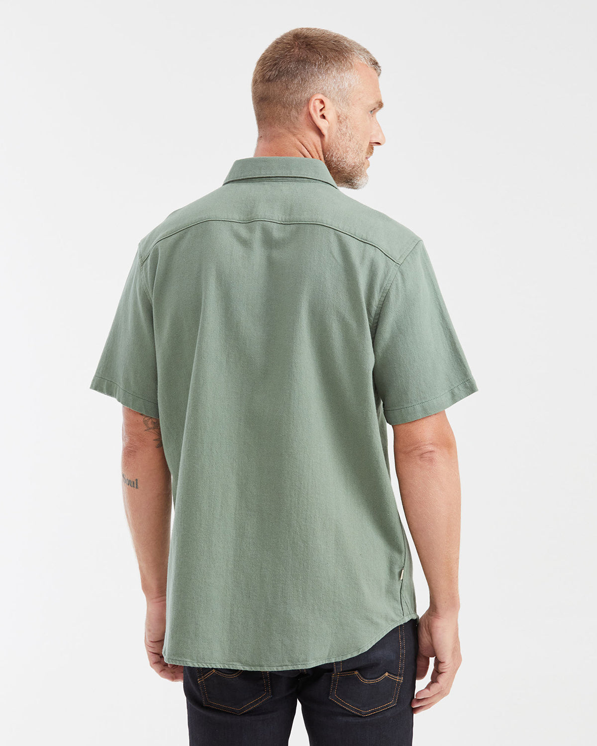 Classic fit short sleeve linen Shirt in green  Color
