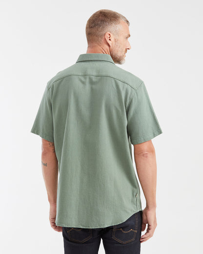 Classic fit short sleeve linen Shirt in green  Color