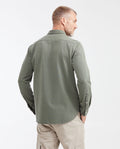Slim Fit Long Sleeve Shirt in 100% Cotton Piqué for Men - Green 612G053 - 6