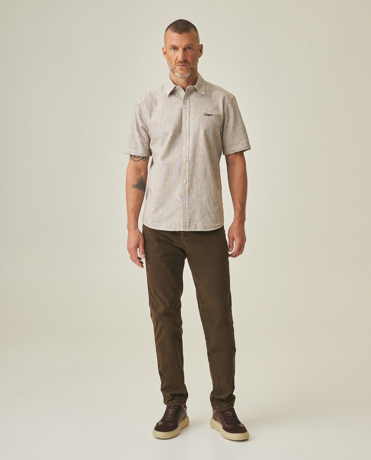 Linen Slim Fit Shirt for Men - Brown 63_612H021_CAF190916_3