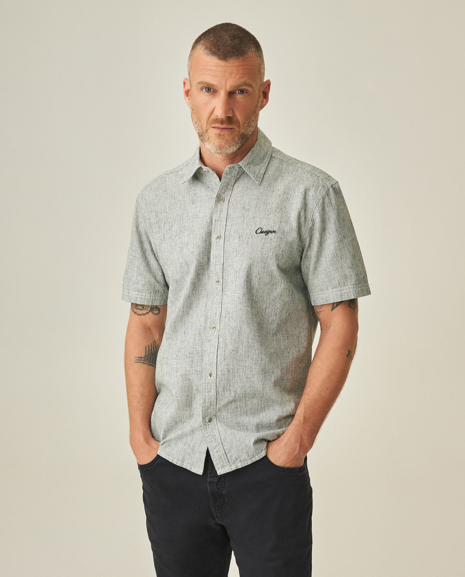 Linen Slim Fit Shirt for Men - Green 63_612H021_VER195350_0