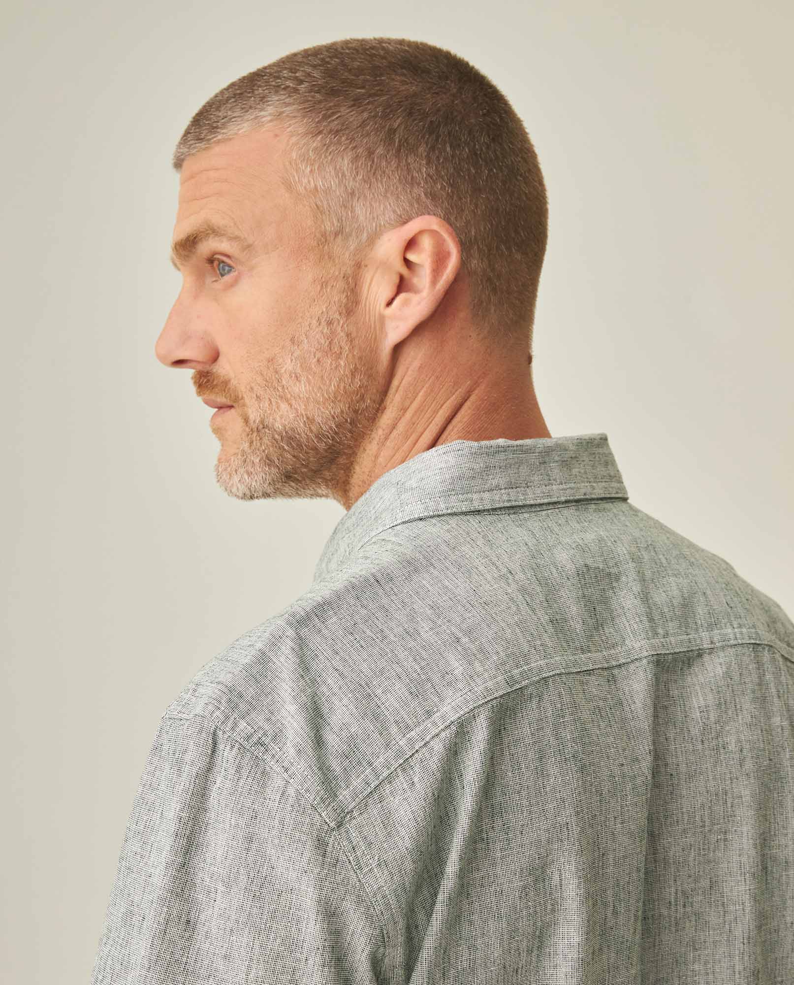 Linen Slim Fit Shirt for Men - Green 63_612H021_VER195350_7