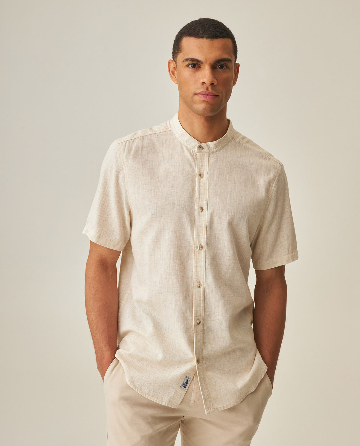 Men's Short Sleeve Linen Shirt - Yellow 63_612H037_AMA110907_0