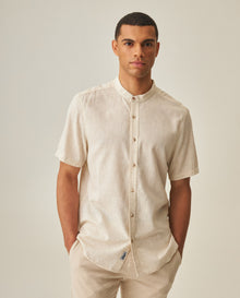 Men's Short Sleeve Linen Shirt - Yellow 63_612H037_AMA110907_0