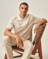 Men's Short Sleeve Linen Shirt - Yellow 63_612H037_AMA110907_3