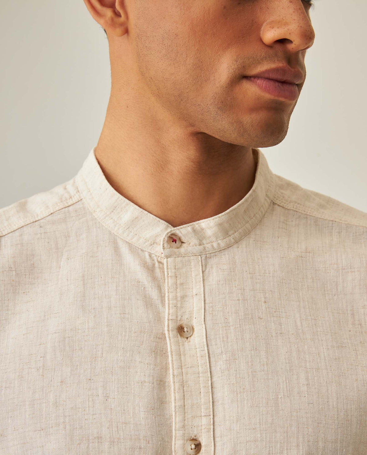 Men's Short Sleeve Linen Shirt - Yellow 63_612H037_AMA110907_5