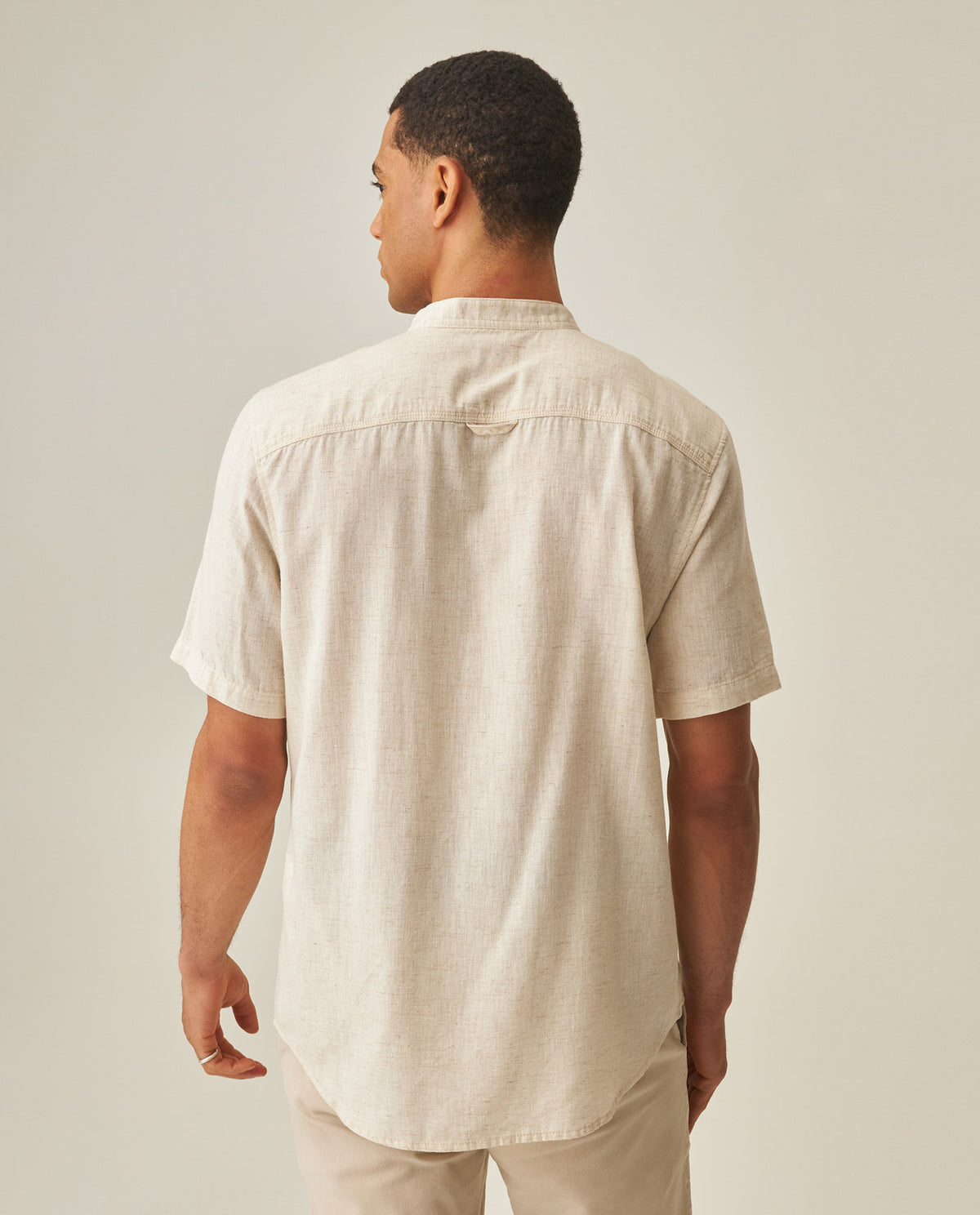 Men's Short Sleeve Linen Shirt - Yellow 63_612H037_AMA110907_6