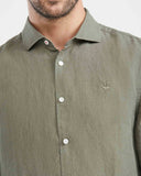 SLIM FIT LINEN SHIRT IN GREEN