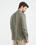 SLIM FIT LINEN SHIRT IN GREEN