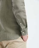 SLIM FIT LINEN SHIRT IN GREEN