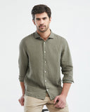 SLIM FIT LINEN SHIRT IN GREEN