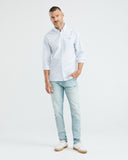 WHITE STRIPED COTTON OXFORD SHIRT