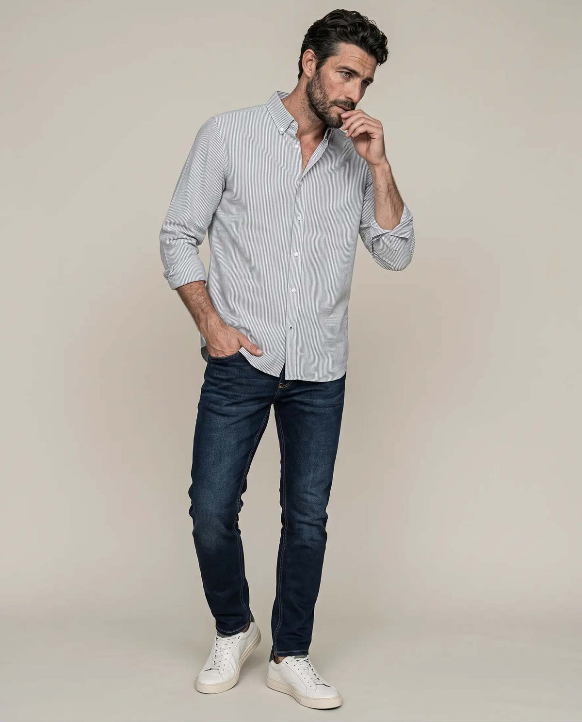 Men´s Striped Cotton Shirt - Gray 63_617F201_GRI190000_4