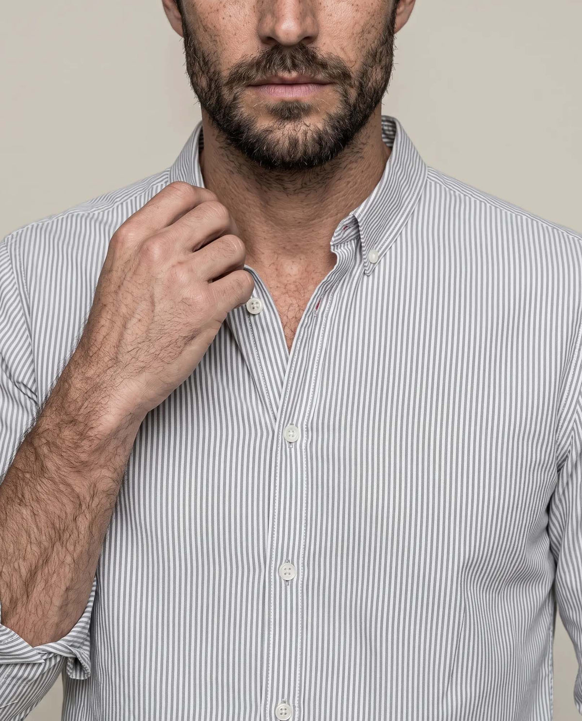 Men´s Striped Cotton Shirt - Gray 63_617F201_GRI190000_5