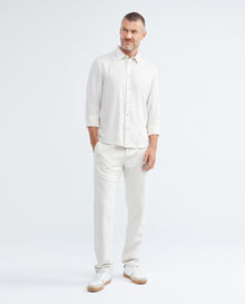 Men's Shirt in Rayon and Linen - Beige - 2