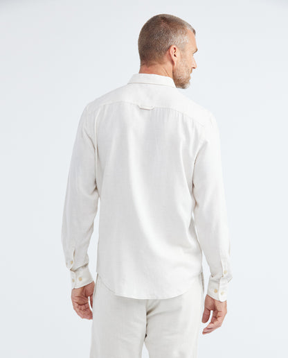 Men's Shirt in Rayon and Linen - Beige - 4