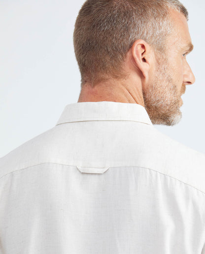 Men's Shirt in Rayon and Linen - Beige - 5