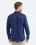 Men's Slim Fit Long Sleeve Linen Shirt Color Duck Natural Buttons - 3