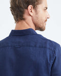 Men's Slim Fit Long Sleeve Linen Shirt Color Duck Natural Buttons - 4