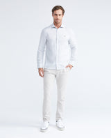 Men's Slim Fit Long Sleeve Linen Shirt Color Duck Natural Buttons - 2