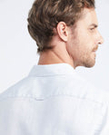 Men's Slim Fit Long Sleeve Linen Shirt Color Duck Natural Buttons - 4