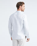Men's Slim Fit Long Sleeve Linen Shirt Color Duck Natural Buttons - 5