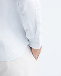 Men's Slim Fit Long Sleeve Linen Shirt Color Duck Natural Buttons - 6